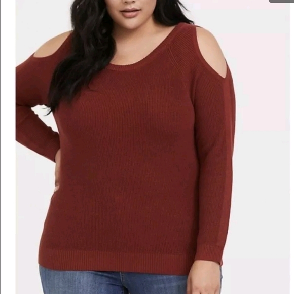 Torrid rust cold shoulder keyhole back sweater size 2 - Picture 6 of 7
